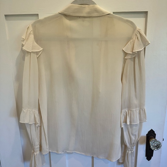 Frame Cream Ruffle Sleeve Women's Top - Picture 4 of 4